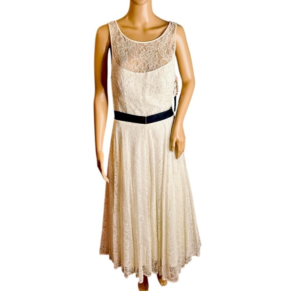 Aiden Mattox Elegant Ivory Lace Dress Size 10 NWT